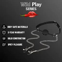 Набір БДСМ - Erospace Wild Play Mouth Gag With Nipple Clamps C15 - мініатюра 2