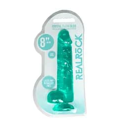 Фалоімітатор RealRock Crystal Clear 8" 21 см (зелений) - мініатюра 9