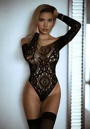 Боді Leg Avenue Snap crotch thong back teddy Black M/L - мініатюра 5