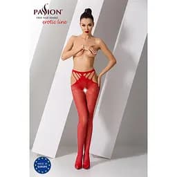 Еротичні колготки-бодістокінг Passion S001 red з доступом та з відкритими стегнами S/M/L - мініатюра 2