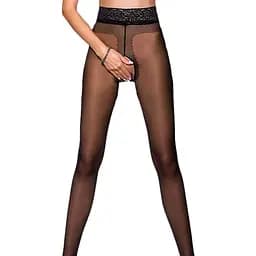 Еротичні колготки Tiopen 001 nero (20 den) - Passion з вирізом та мереживом на поясі 1/2