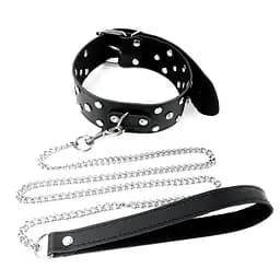 Нашийник з повідцем із натуральної шкіри із заклепками Art of Sex - Jenna Collar with Leash, чорний Art of Sex SO6698 95290 - мініатюра 2