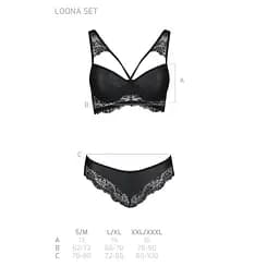 Комплект із еко-шкіри з мереживом Passion Loona Set black L/XL - мініатюра 7