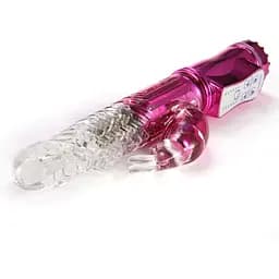 Вібратор потужний пластиковий з обертанням та поштовхами 7 режимів 22 см рожевий