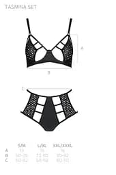 Комплект білизни Passion TASMINA Set S/M black ліф високі трусики з корсетом ззаду - мініатюра 7