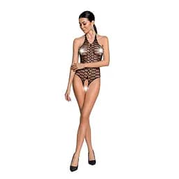 Бодістокінг у велику сітку Passion BS087 black відкрита спина халтер з доступом One size - мініатюра 3
