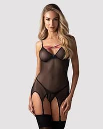 Комплект корсет і стрінги Obsessive Novenes XS/S чорний - мініатюра 4