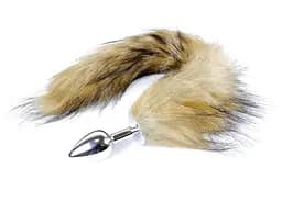 Анальна пробка Fox Tail Brown XL сріблястого кольору - мініатюра 5