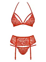 Мереживний комплект Obsessive 838-SEG 3 S/M червоний - мініатюра 4