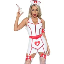 Еротичний костюм Leg Avenue Vinyl ER Hottie XS білий