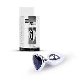Анальна пробка - Jewellery Silver Heart Plug Black - мініатюра 1