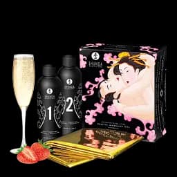 Гель для Nuru масажу Shunga Oriental Body-to-Body Sparkling Strawberry Wine плюс простирадло - мініатюра 3