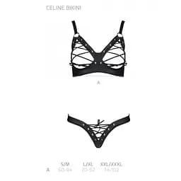 Комплект з екошкіри Passion Celine Bikini black L/XL - мініатюра 5