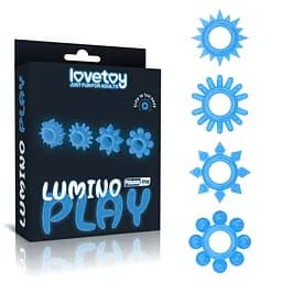 Набір ерекційних кілець Lovetoy Lumino Play Penis Ring 4 шт. блакитний - мініатюра 2