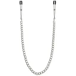 Тонкі затискачі для сосків з ланцюжком Feral Feelings - Chain Thin nipple clamps, срібло/чорний