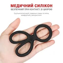 Ерекційне кільце потрійне "Ножиці" силіконове для затримки еякуляції 2.8 см чорний - мініатюра 10