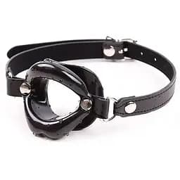 Кляп-губи силіконовий з отвором для пестощів регульований One Size Чорний