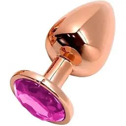 Металлическая анальная пробка Wooomy Tralalo Rose Gold Metal Plug Magenta M