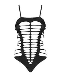 Бодістокінг з поперечними вирізами Obsessive B122 teddy чорний S/M/L - мініатюра 5