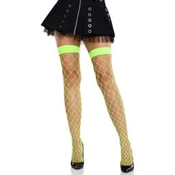 Панчохи у велику сітку Leg Avenue Fence Net Thigh Highs Neon Green, One Size