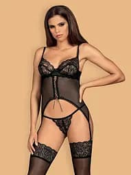 Корсет і стрінги Obsessive Contica L/XL чорний - мініатюра 3