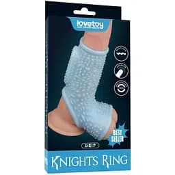 Эрекционное кольцо с вибрацией Lovetoy Knights Ring 13.3 см голубой