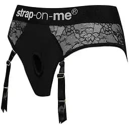 Мереживні труси для страпона з підв'язками для панчіх Strap-On-Me Diva Harness L - мініатюра 2