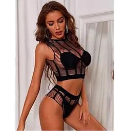 Комплект спокусливий топ і трусики XS/S Чорний K000550