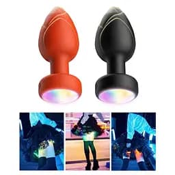 Силіконова анальна пробка з вібрацією та підсвіткою Light Anal Plug 3,5x9 см червона - мініатюра 6