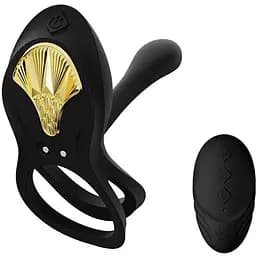 Смарт-эрекционное кольцо Zalo Bayek Obsidian двойное с вводимой частью пульт д/у Black