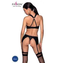 Сітчастий набір: бюстгальтер із халтером Passion Amanda Set black L/XL - мініатюра 2