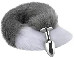Металлическая анальная пробка I’MCUM SexyTail с пушистым хвостиком Черно-белая (IM-KGS219)