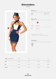 Костюм стюардеси Obsessive Stewardess Uniform XS/S синій - мініатюра 7