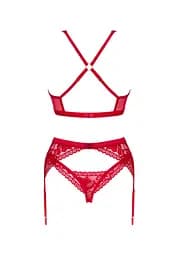 Комплект білизни Obsessive Lacelove XS/S червоний - мініатюра 8