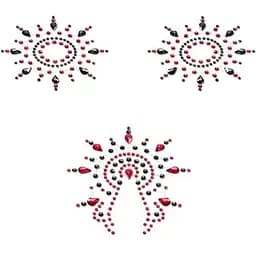 Пестис из кристаллов Petits Joujoux Gloria set of 3 - Black/Red, украшение на грудь и вульву