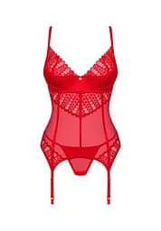 Комплект боді та стрінги Obsessive Ingridia XL/2XL червоний - мініатюра 5