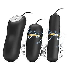 Віброяйце з вібропулею Pretty Love Electric Stimulation Double Vibro-Bullets Black - мініатюра 5