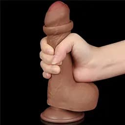 Фалоімітатор LoveToy Sliding-Skin Dual Layer Dong 7" 18.3 см коричневий - мініатюра 2