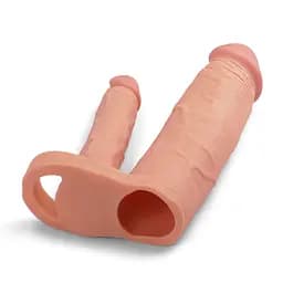 Насадка на пеніс Lovetoy Pleasure X-Tender Double Flesh Add 2 20 см тілесний - мініатюра 2