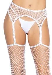 Панчохи-сітка Leg Avenue Net stockings with garter belt One size White пояс підв'язки - мініатюра 5