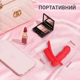 Вібратор у трусики з пультом дистанційного керування 8.5 см Червоний — кліторальний вібромасажер на радіокеруванні - мініатюра 4