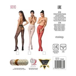 Еротичні колготки-бодістокінг Passion S010 red з доступом геометричний малюнок S/M/L - мініатюра 5