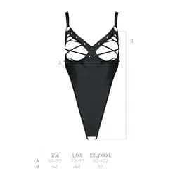 Боді з екошкіри Passion Celine Body black: з доступом відкритий L/XL - мініатюра 7