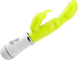 Вибратор Bunny силиконовый комбинированный 12 режимов для женщин 26 см салатовый