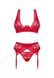 Комплект білизни Obsessive Lacelove XS/S червоний - мініатюра 7