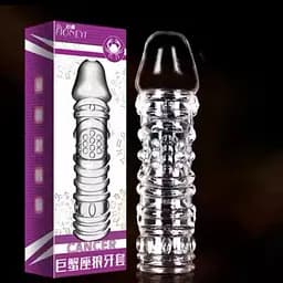 Насадка на пеніс із шипами вусиками з додатковою стимуляцією.фіолетова