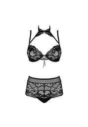 Комплект сексуальної білизни Obsessive Elizenes S/M чорний - мініатюра 5