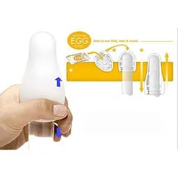 Мастурбатор яйце силіконовий Tenga Clicker хвиляста текстура 8 см Блакитний - мініатюра 5