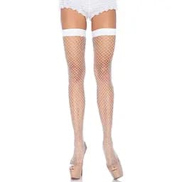 Панчохи Leg Avenue Fishnet Thigh Highs White One size