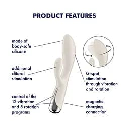 Вібратор-кролик Satisfyer Spinning Rabbit 1 20 см білий - мініатюра 6